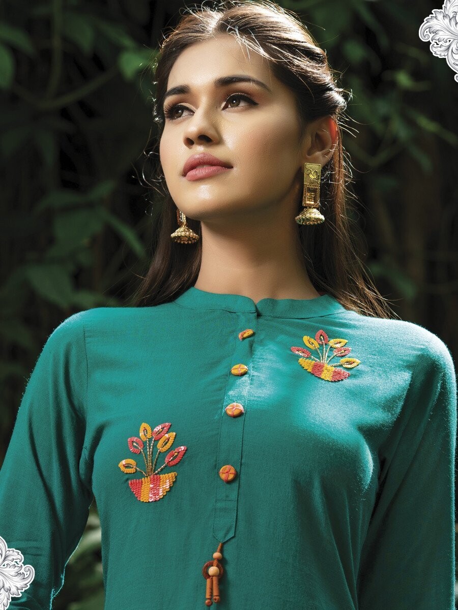 Lovely Latest Green Embroidered Semi Stitched Anarkali Suit