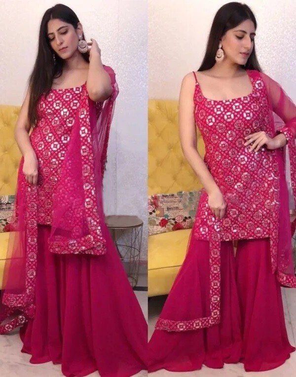 Yankita Kapoor Style Pink Sharara Suit