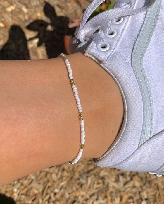 Handmade sea beads anklet