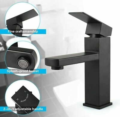 Modern Bathroom Basin Taps Mixer Tap Single Lever Mono Brass Tap Black Faucet