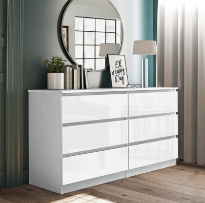 High Gloss Chest of Drawers Large Cabinet Tall Wide Storage Bedroom Furniture