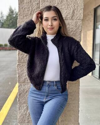 Throw over faux fur jacket