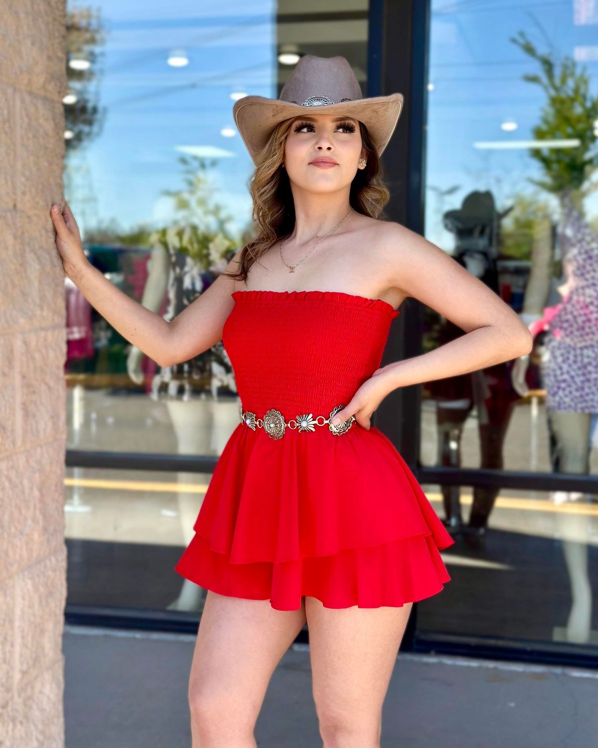 Dreamy strapless ruffle romper