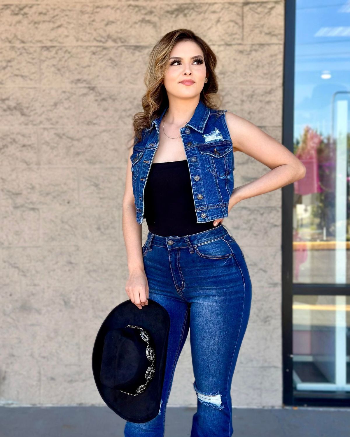 Cropped Denim Vest