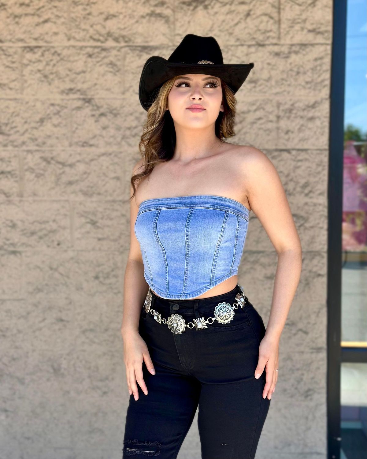 Ride with me corset denim top