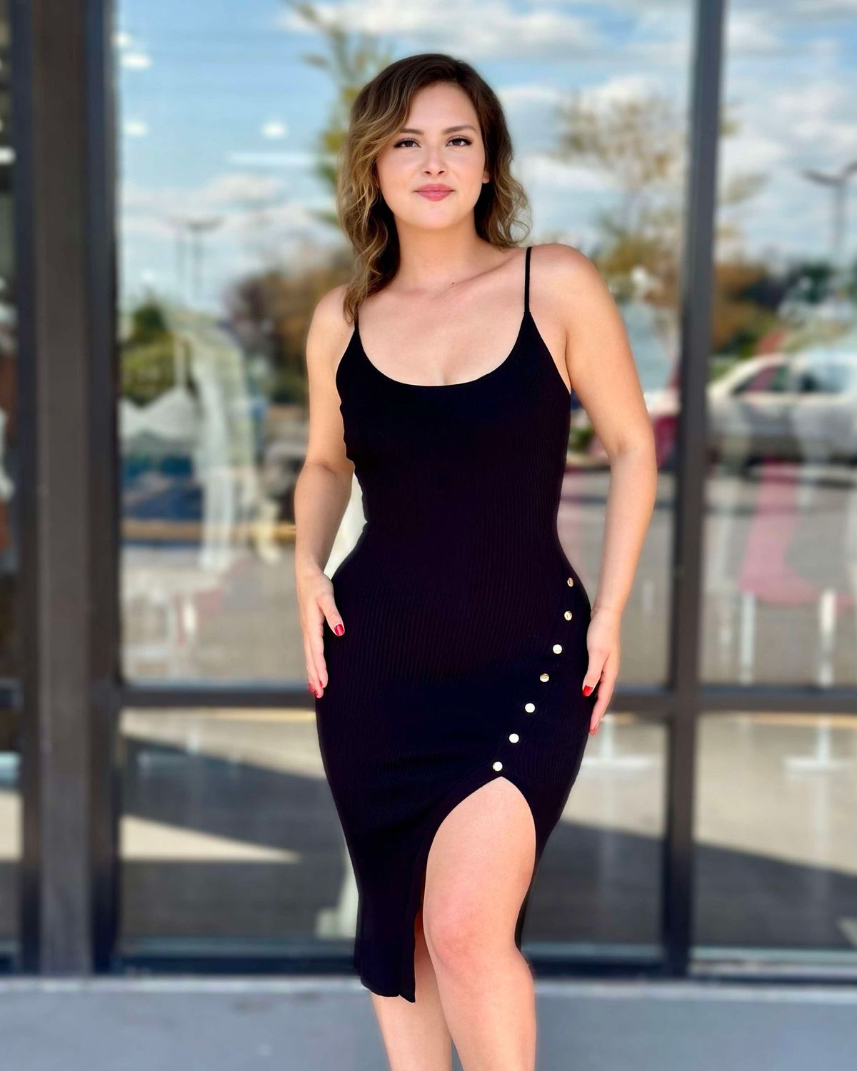 23234 Tank snap side midi dress 