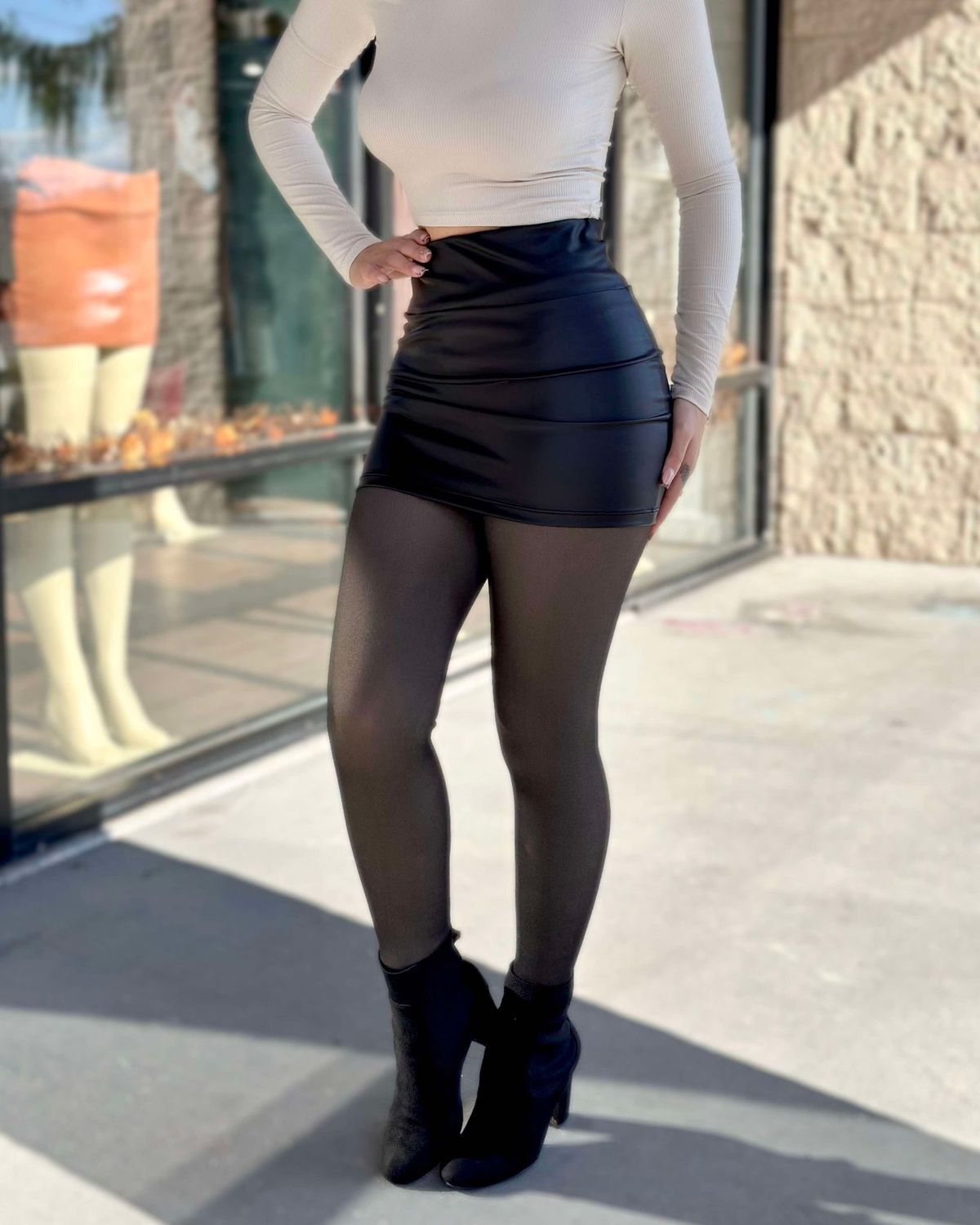 Cold season fur lined tights