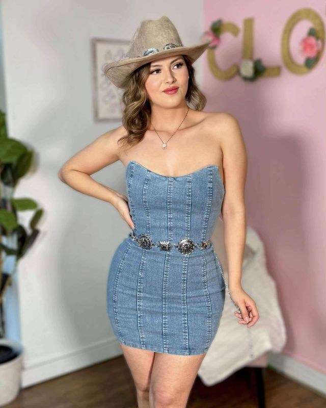 Snitch me in denim mini dress