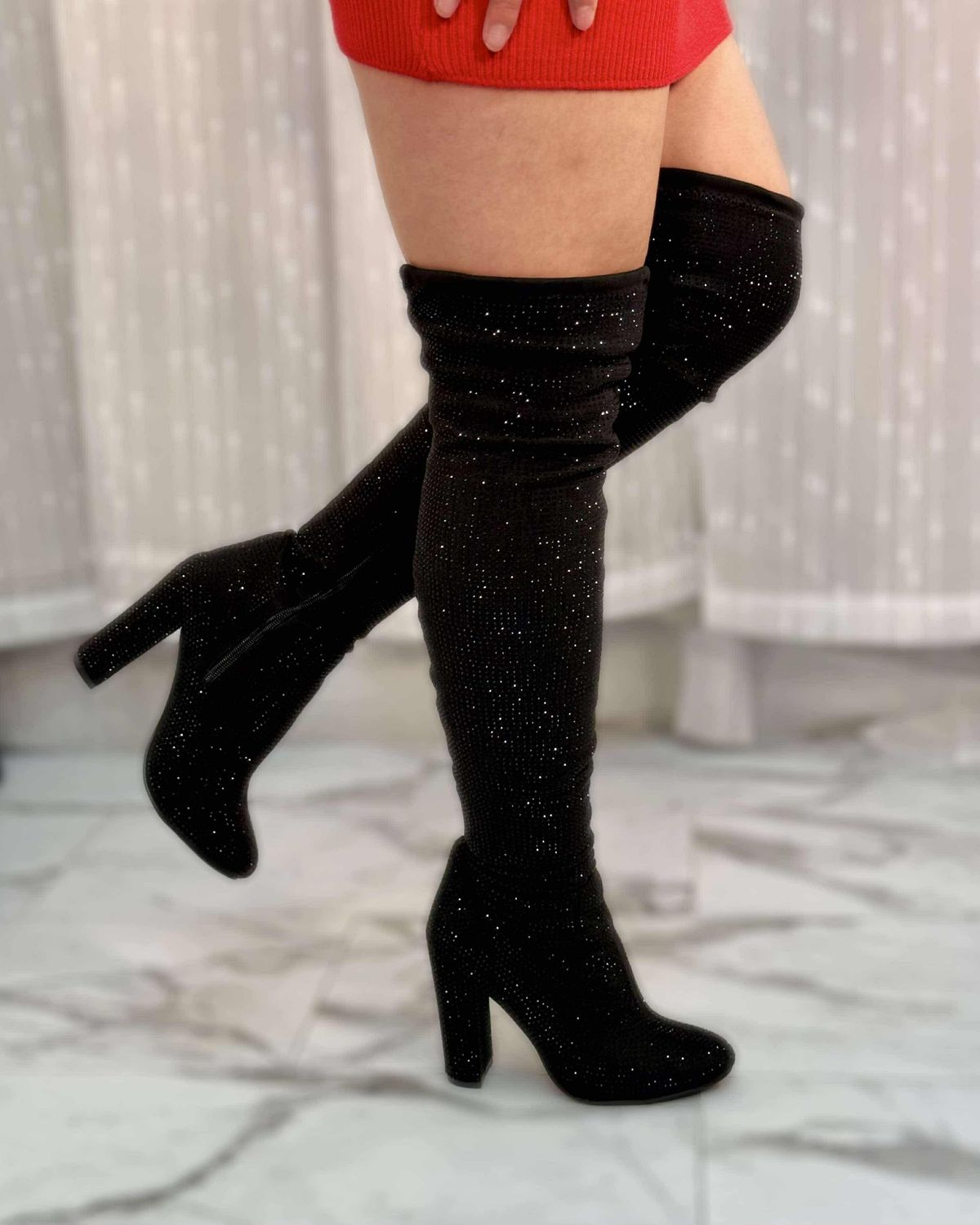 Diamond over the knee boots