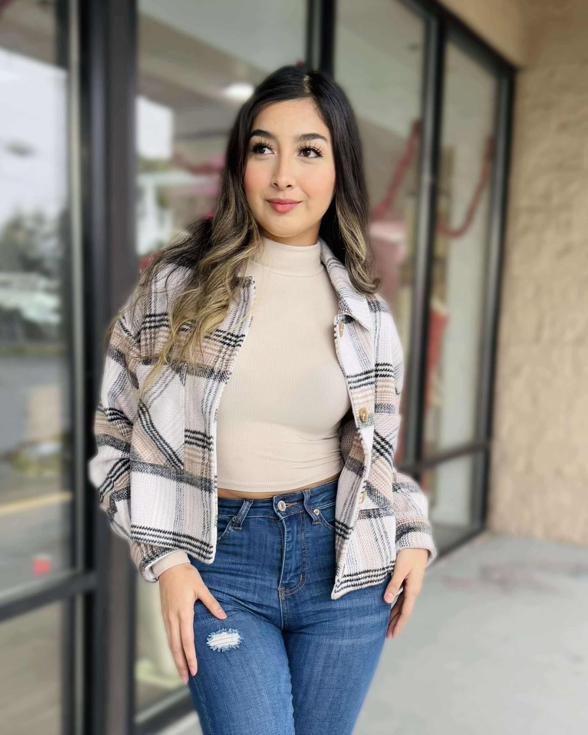 My favorite plaid button jacket