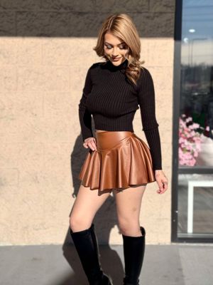 Leather mini skort (built in shorts)