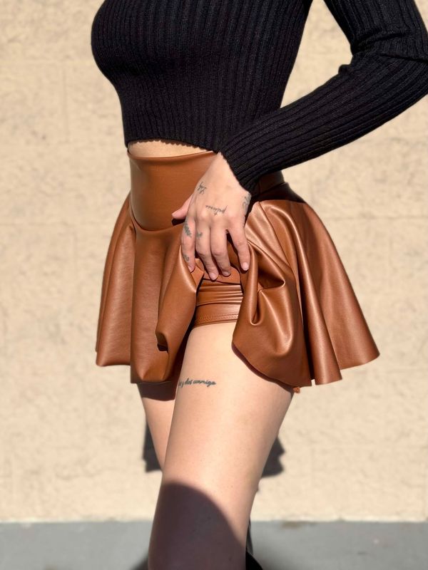 Leather mini skort (built in shorts)