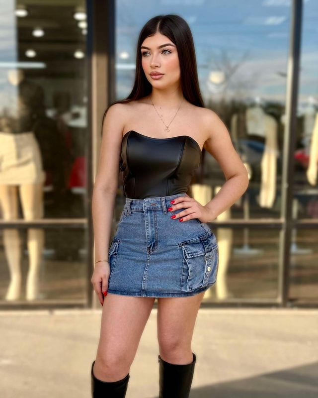 Concert ready denim cargo skirt
