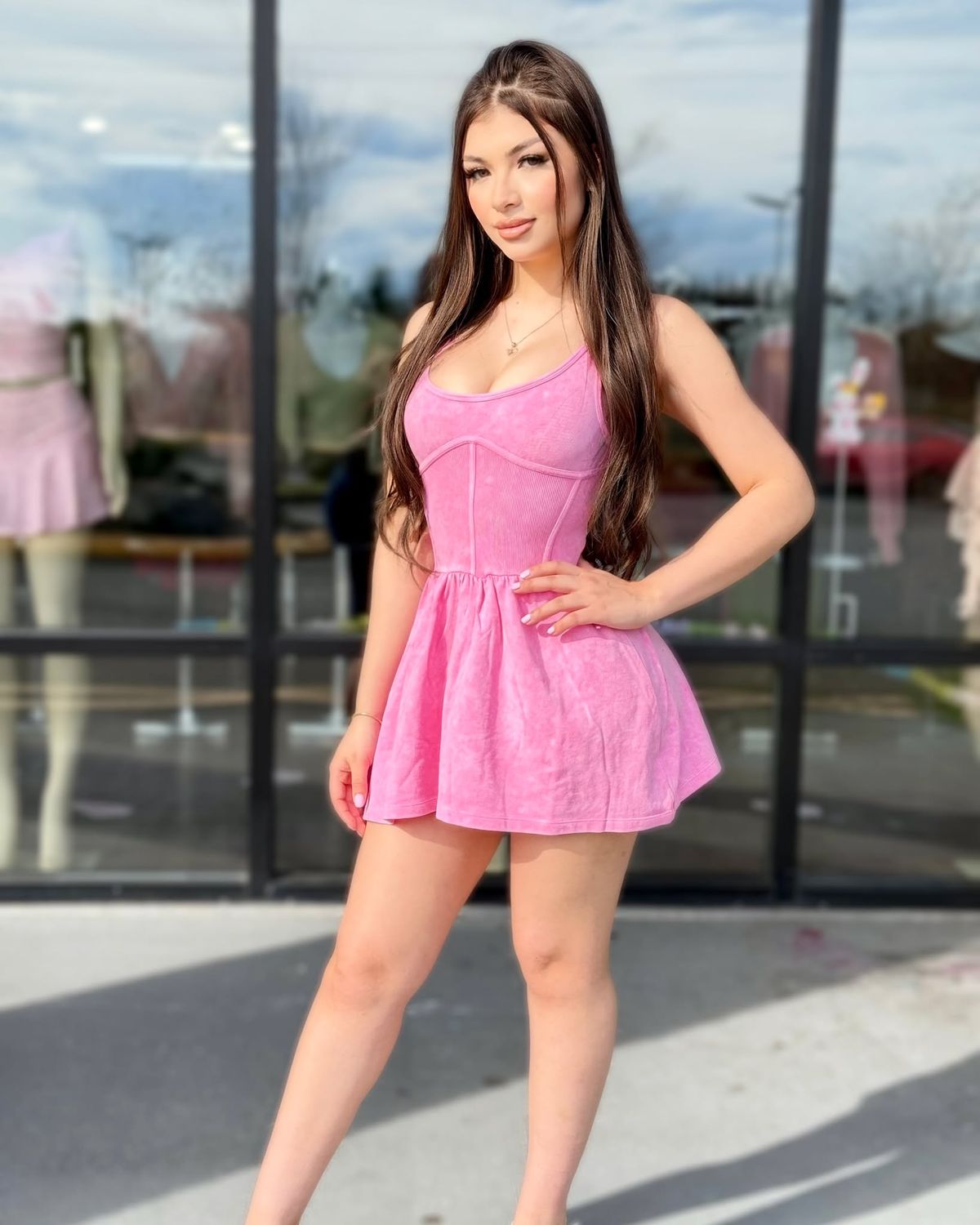Go to acid wash mini dress