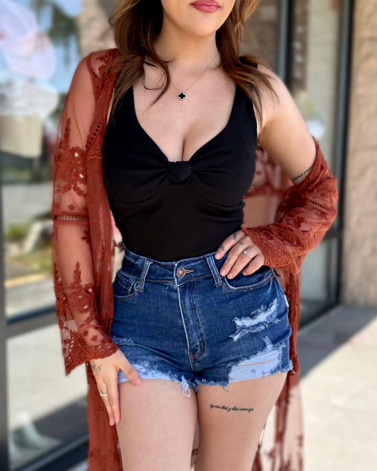 Double lined front twist bodysuit