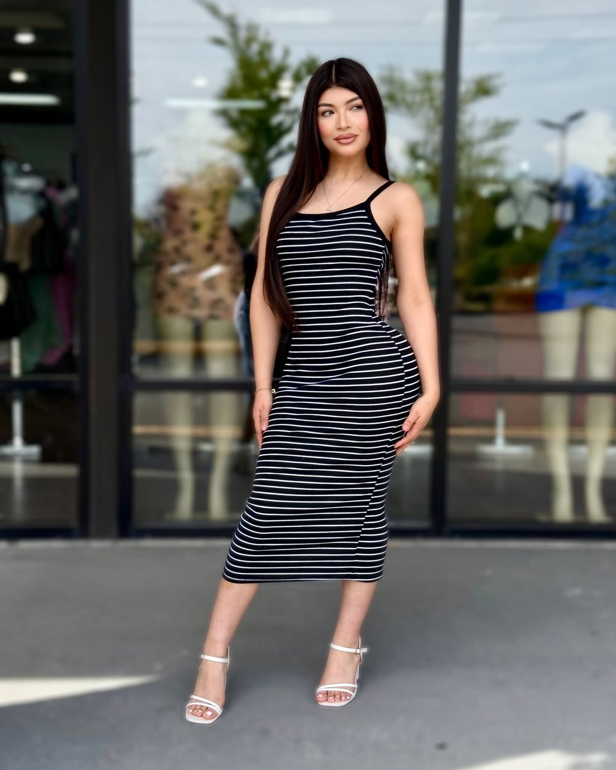 Flatter me just right stripped midi dress