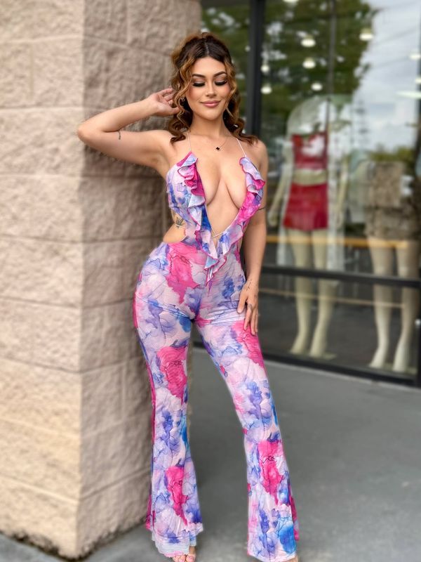 Summer time fun mesh jumpsuit