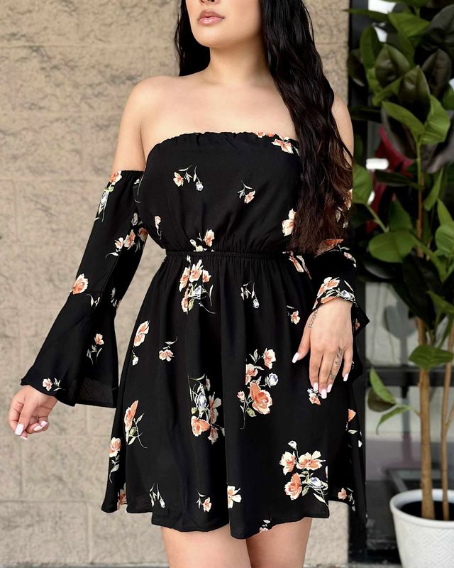 Perfect in floral of shoulder dress