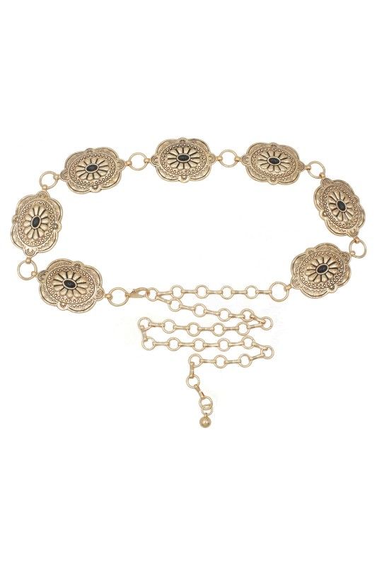 Gold black chain belt