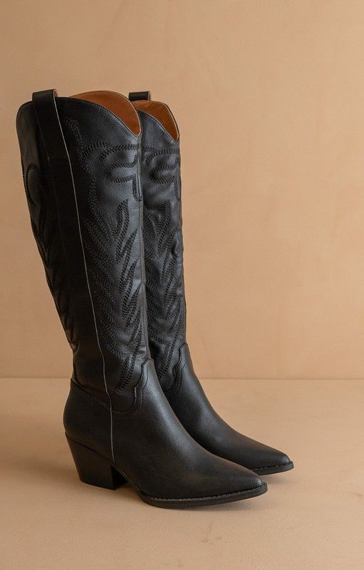 Samara embroidered knee length boot