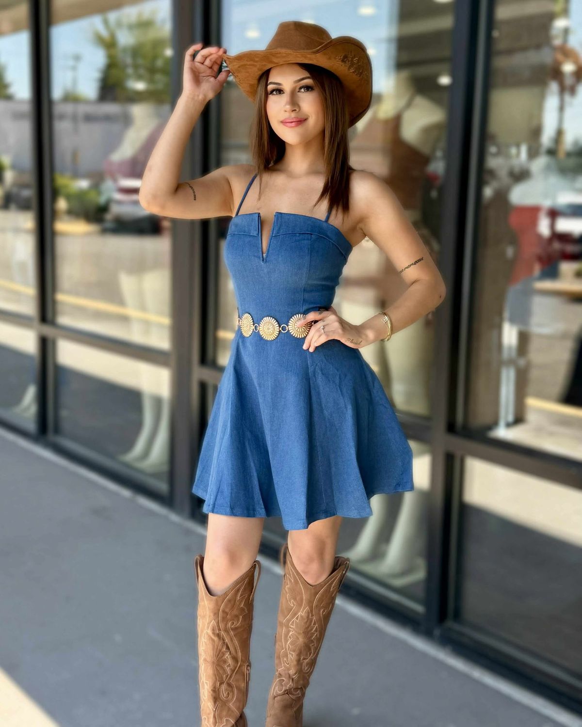 Total princess flare denim dress