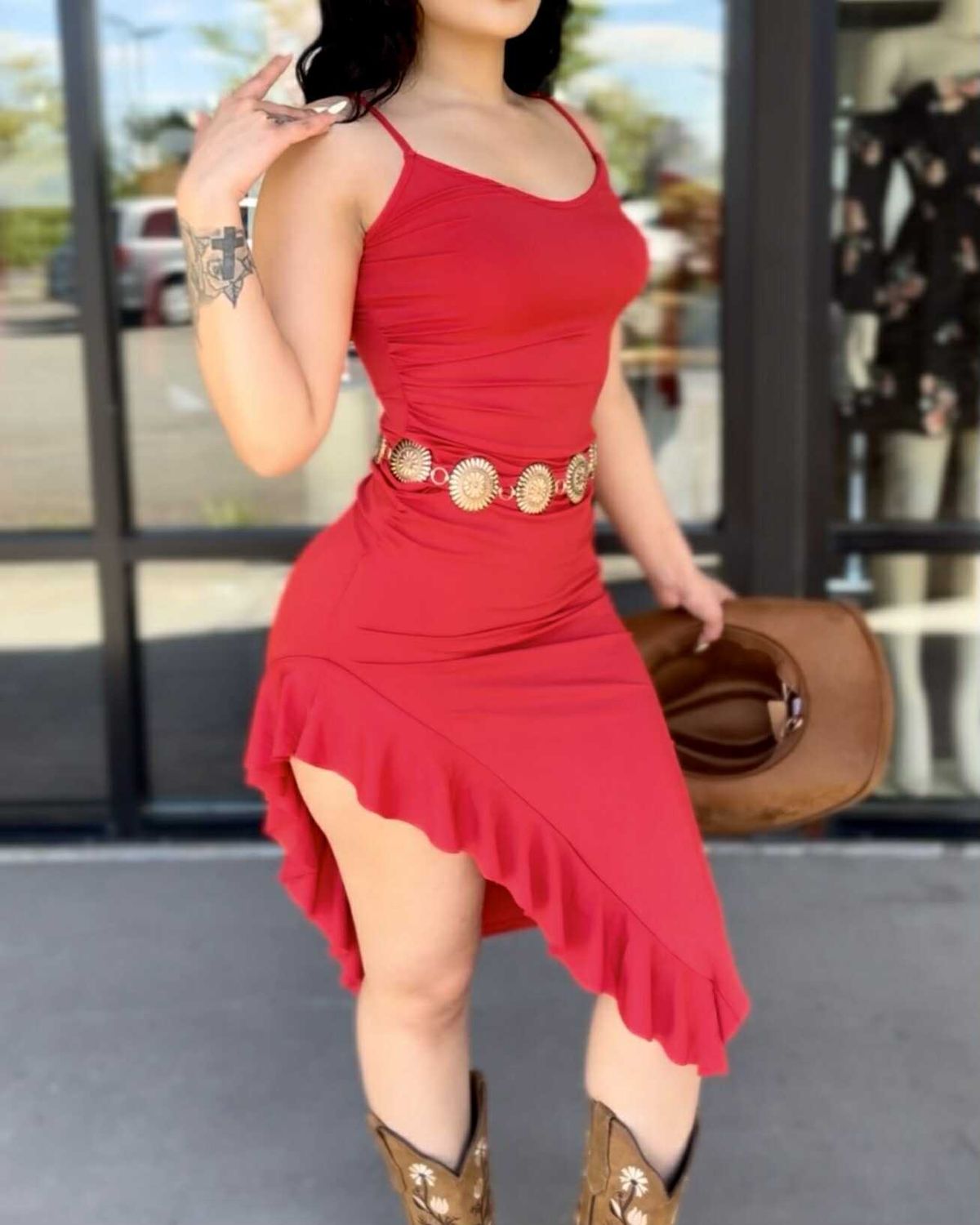 Ruffle detail  midi dress