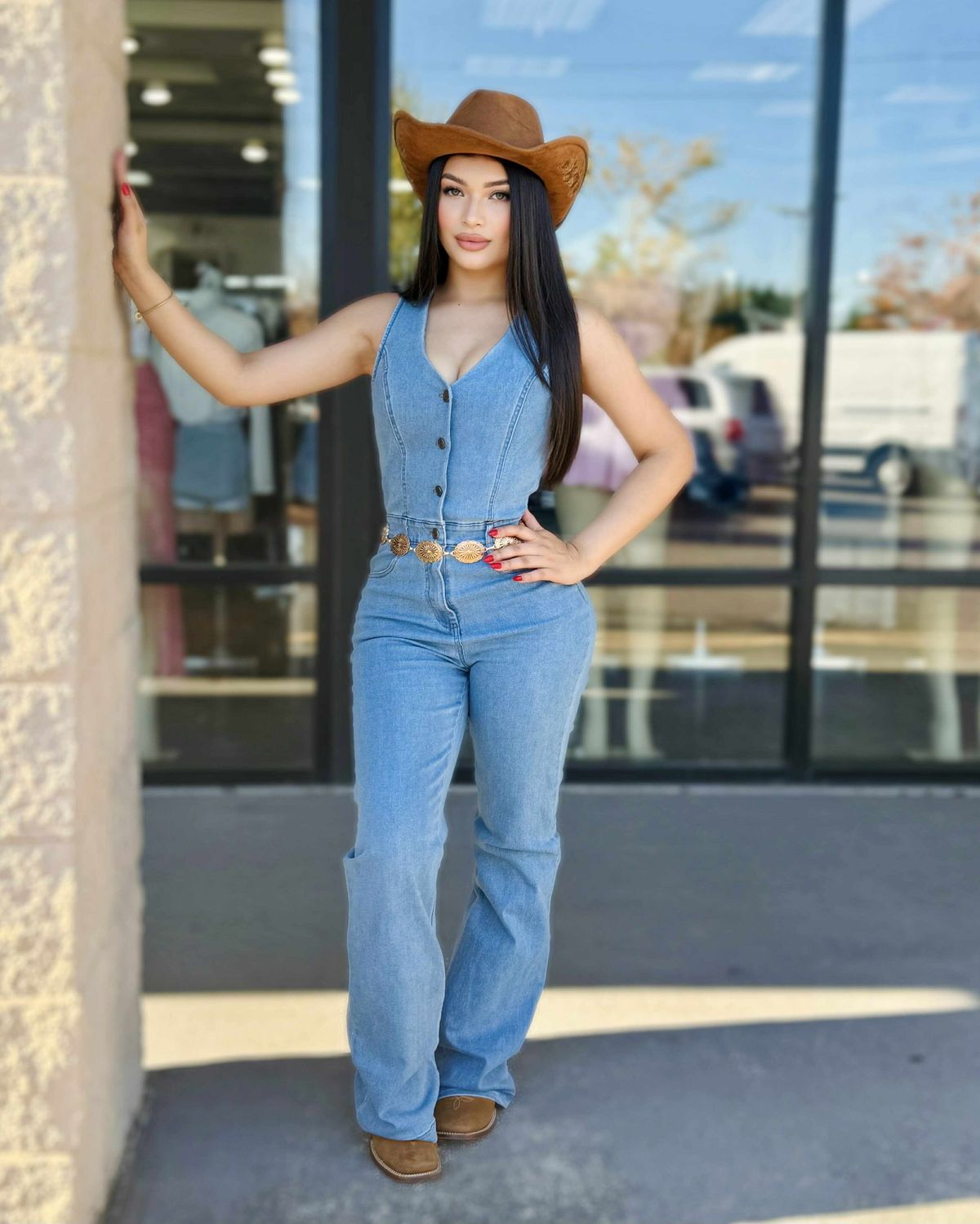 Along for the ride denim jumpsuit