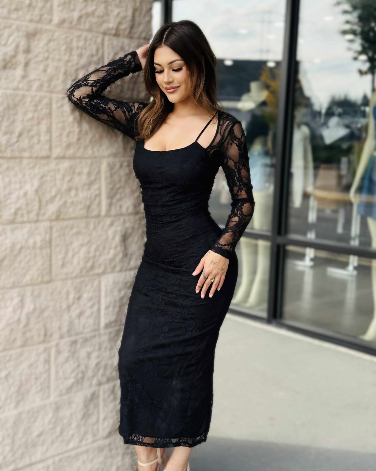 Evening out lace midi dress