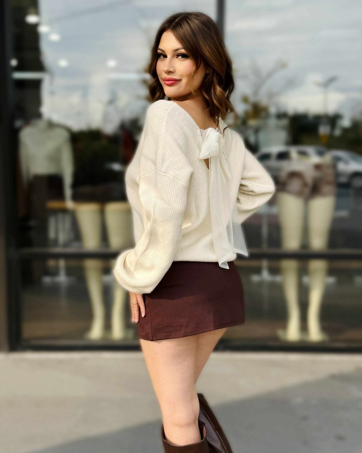 Cozy meets cute bow sweater top