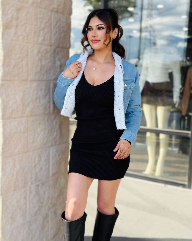 Fur lined denim jacket