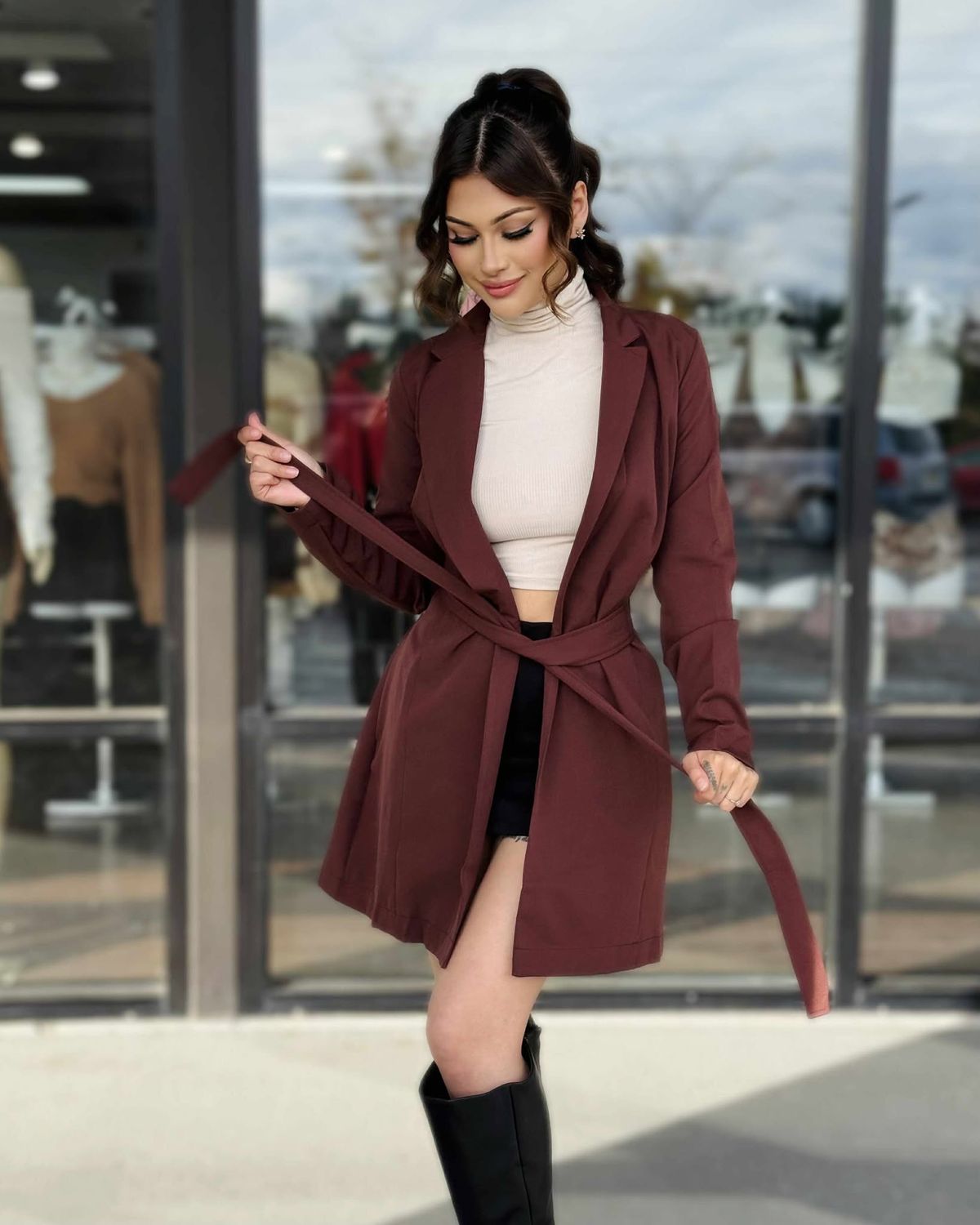 Fall ready belted dress coat