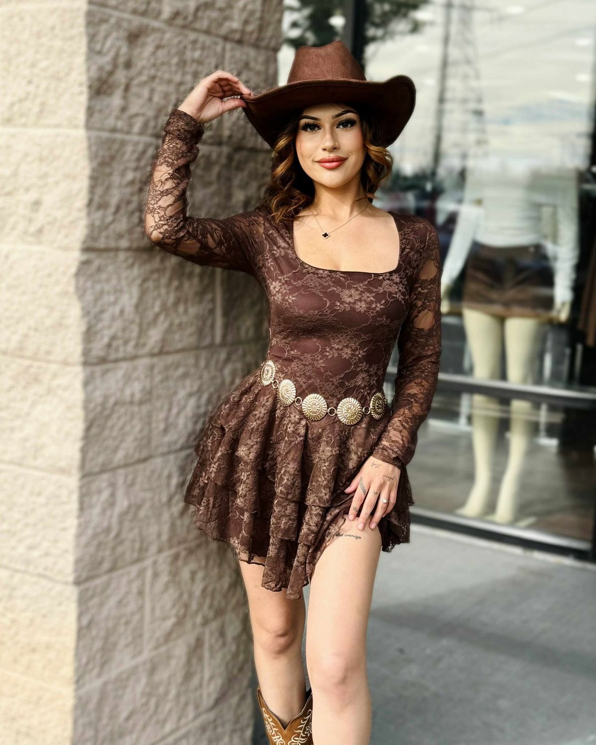Pretty in lace ruffle dress