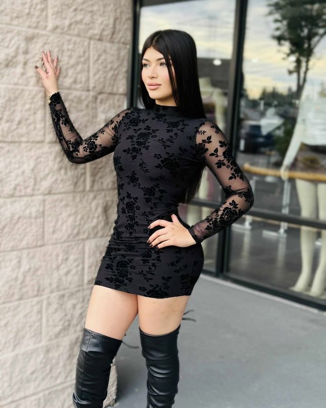 Enticing long sleeve mini dress