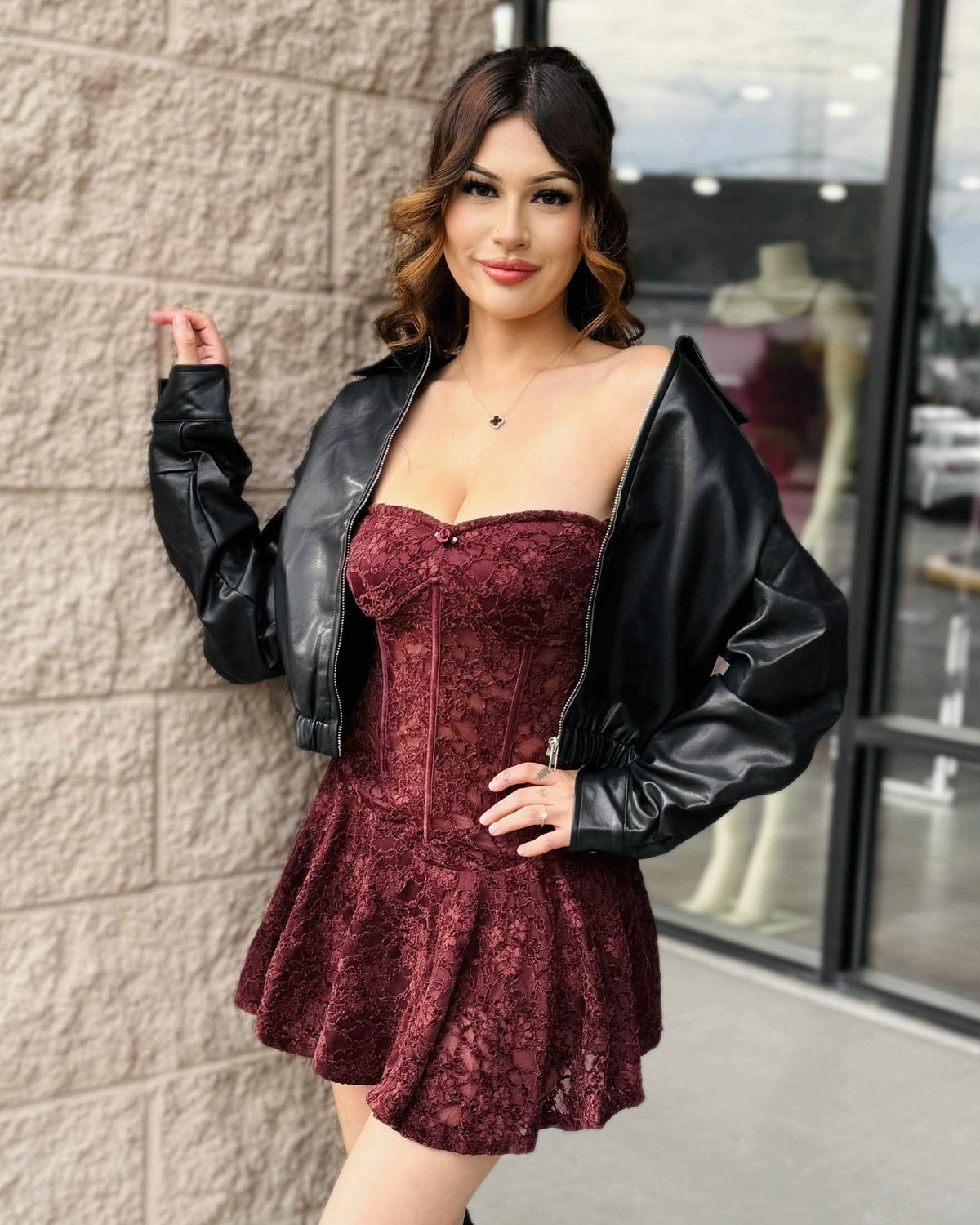 Oversized leather jacket