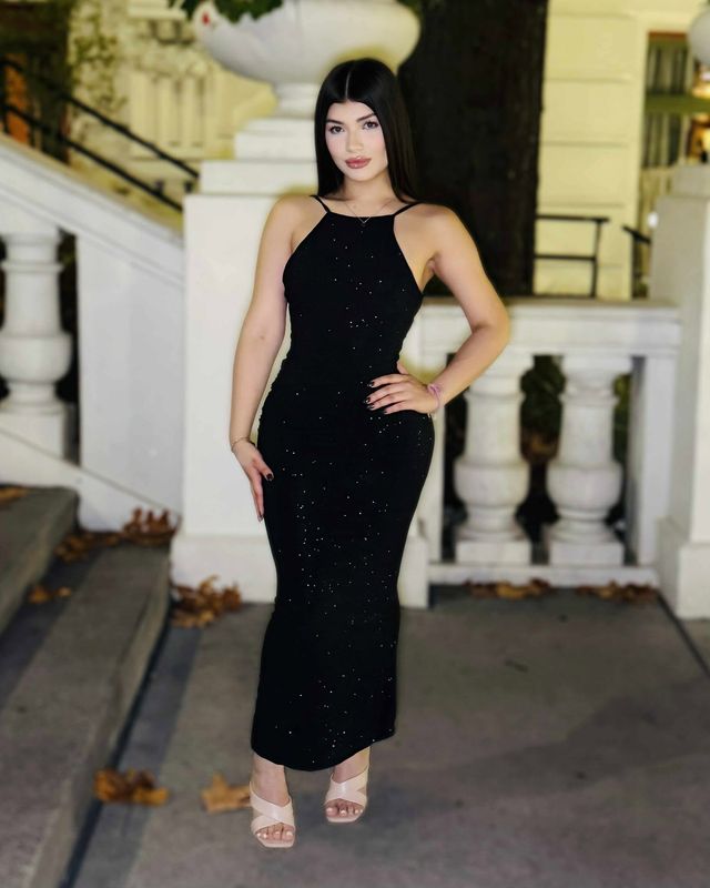 Try not to stare glitter dress