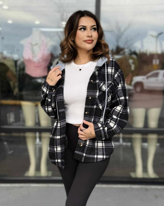 Fleece flannel hoodie