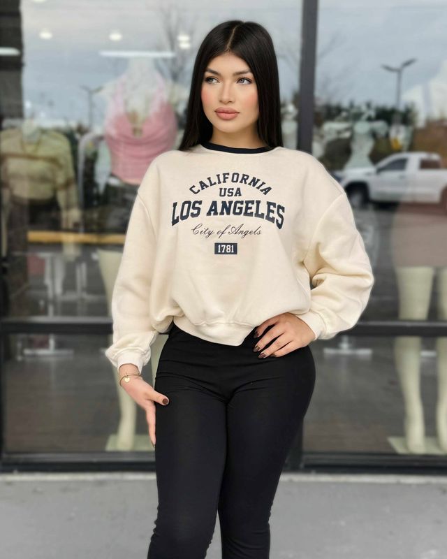 Fleece crew neck sweater