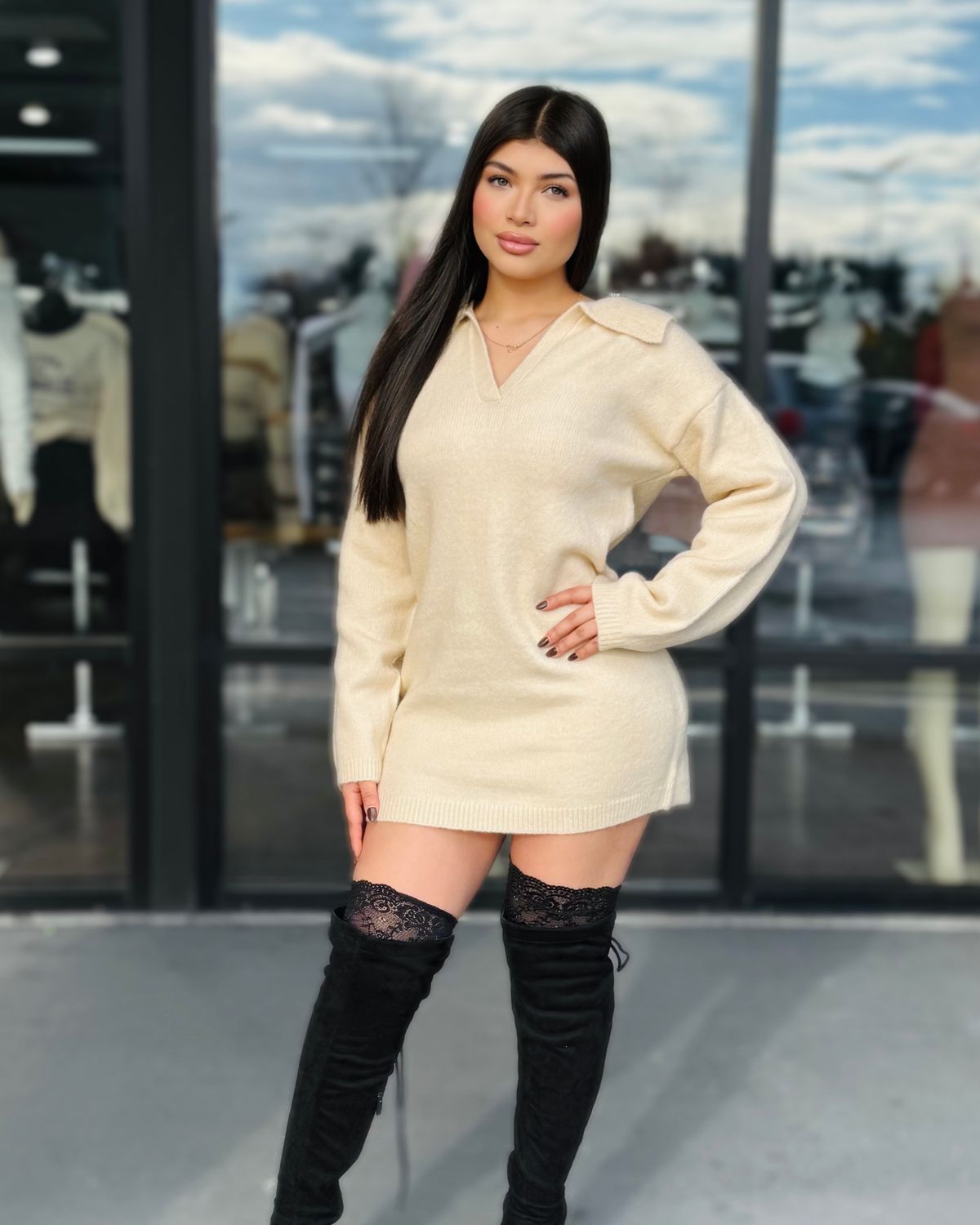 Soft fleece oversized sweater dress