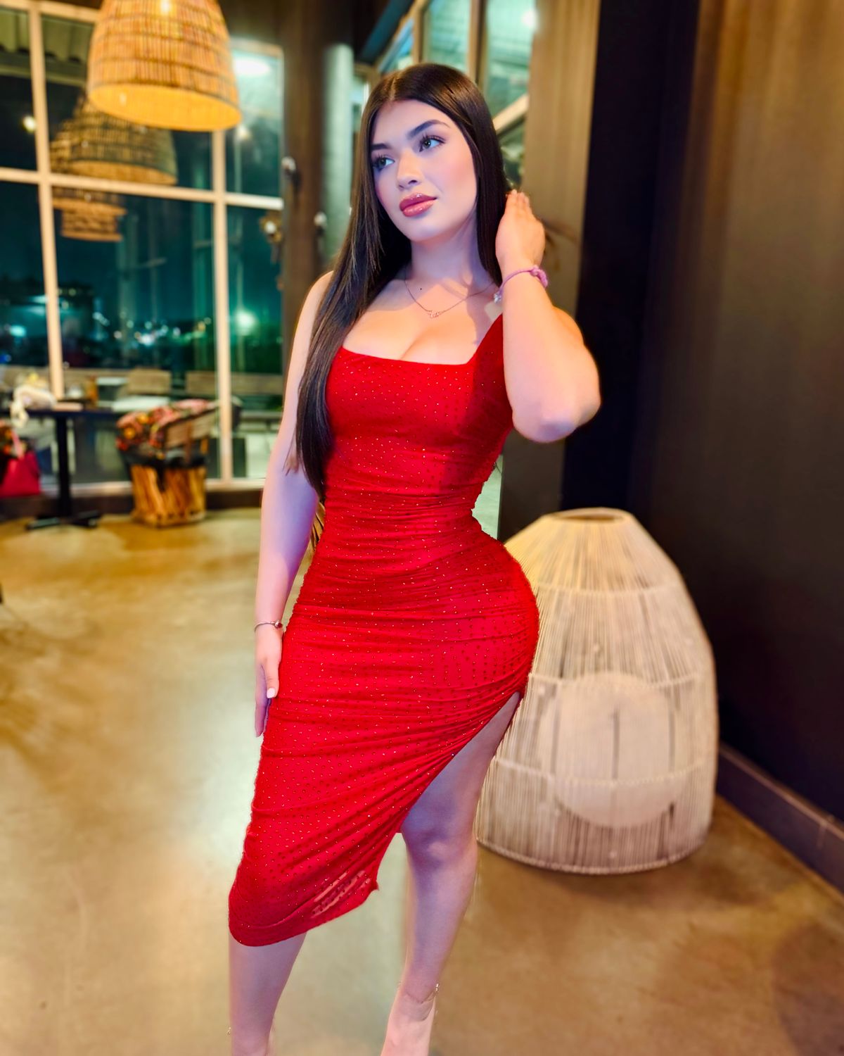 Head turning rhinestone midi dress