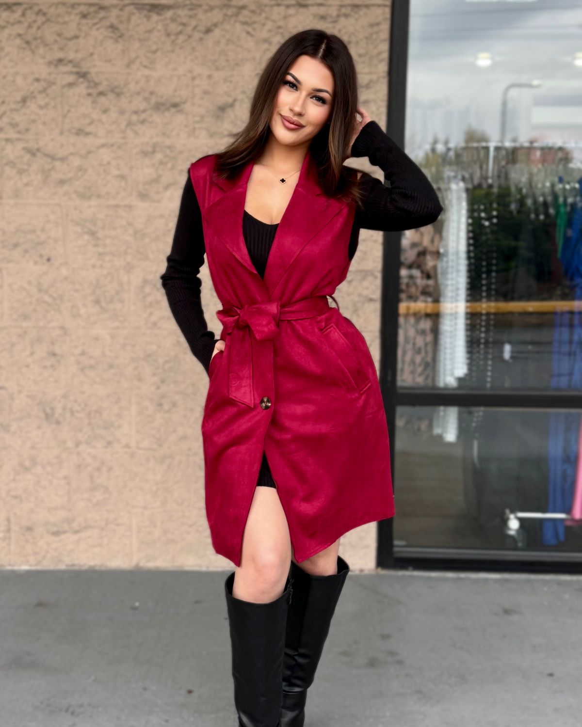 Falling for you suede vest