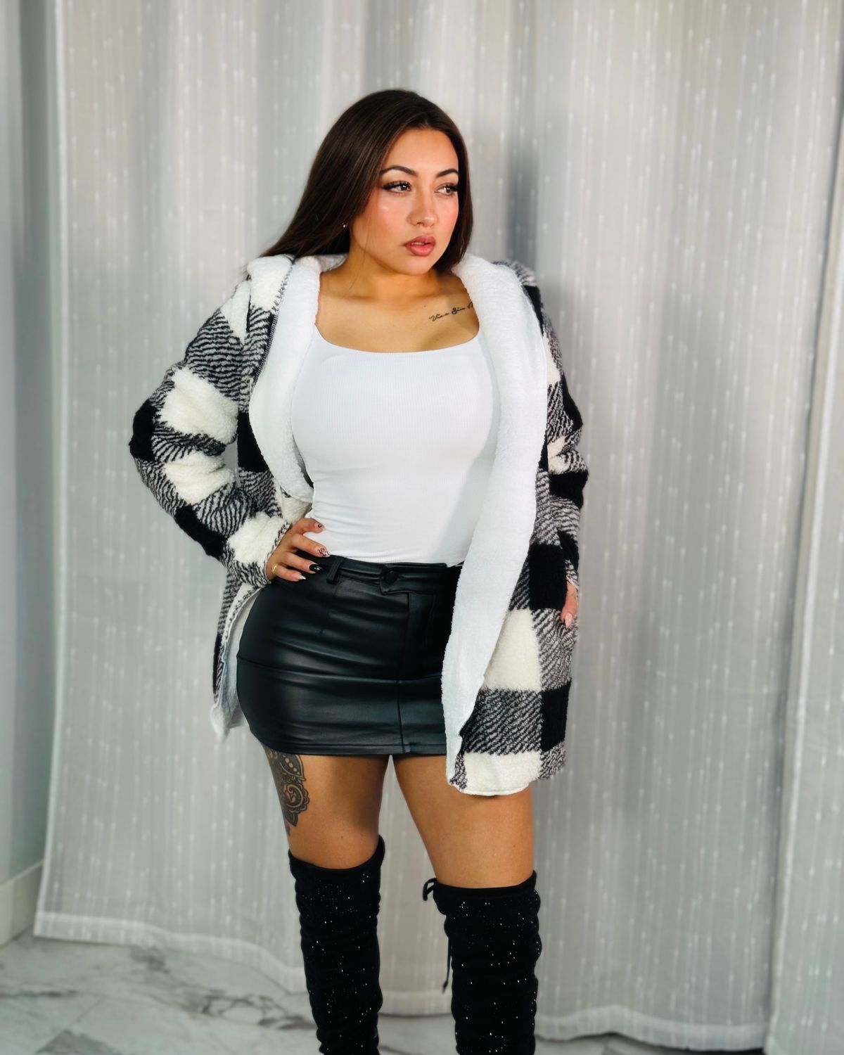 Winter ready checkered coat