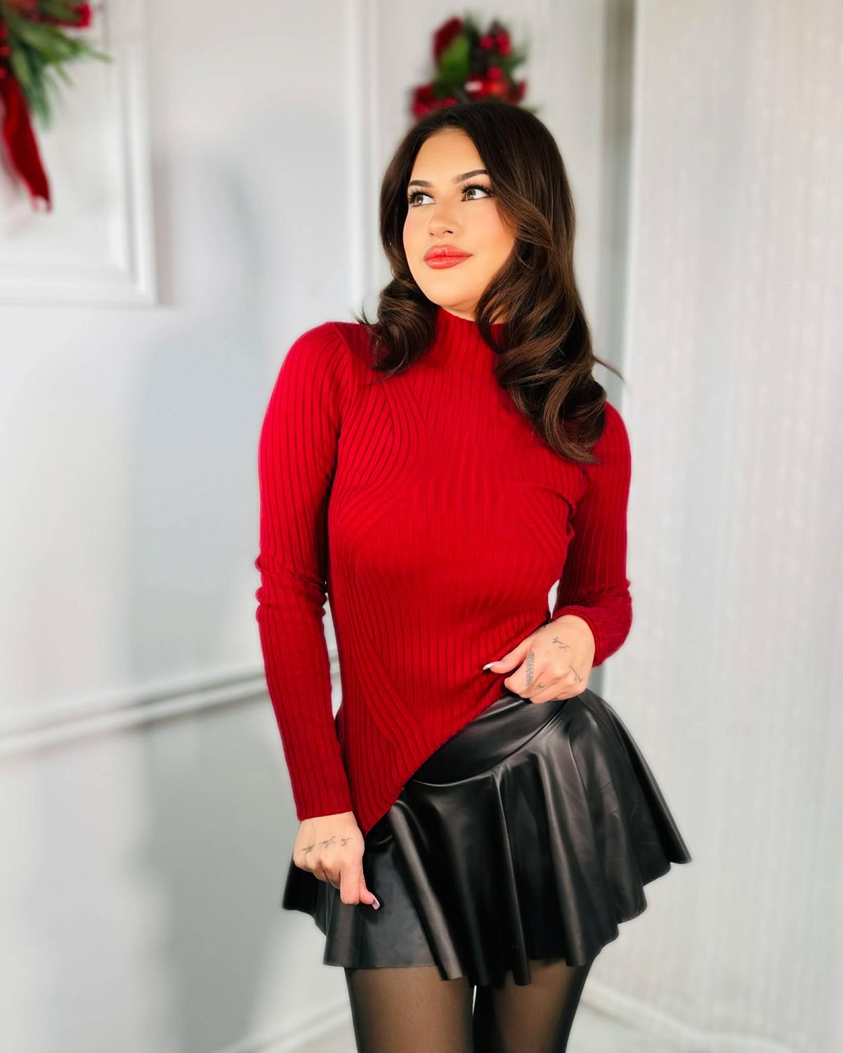 Soft high neck sweater top