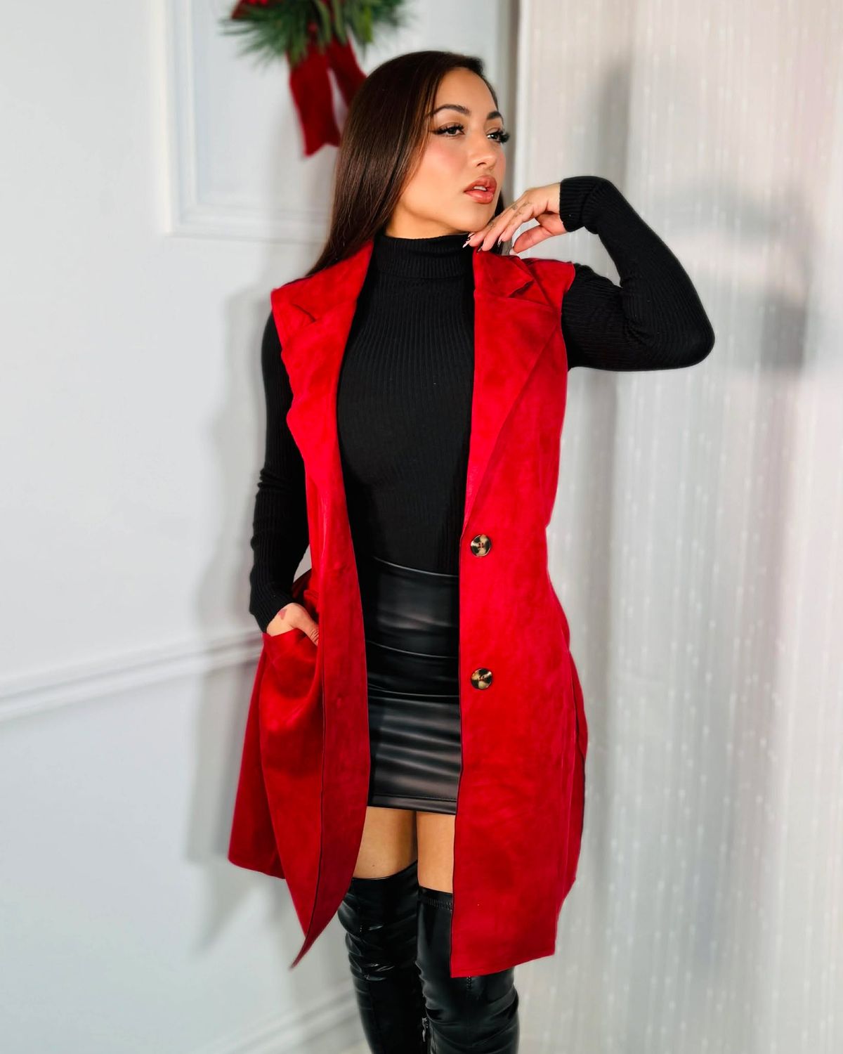 Falling for you suede vest