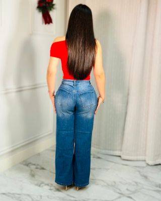 Go to stretch wide leg denim