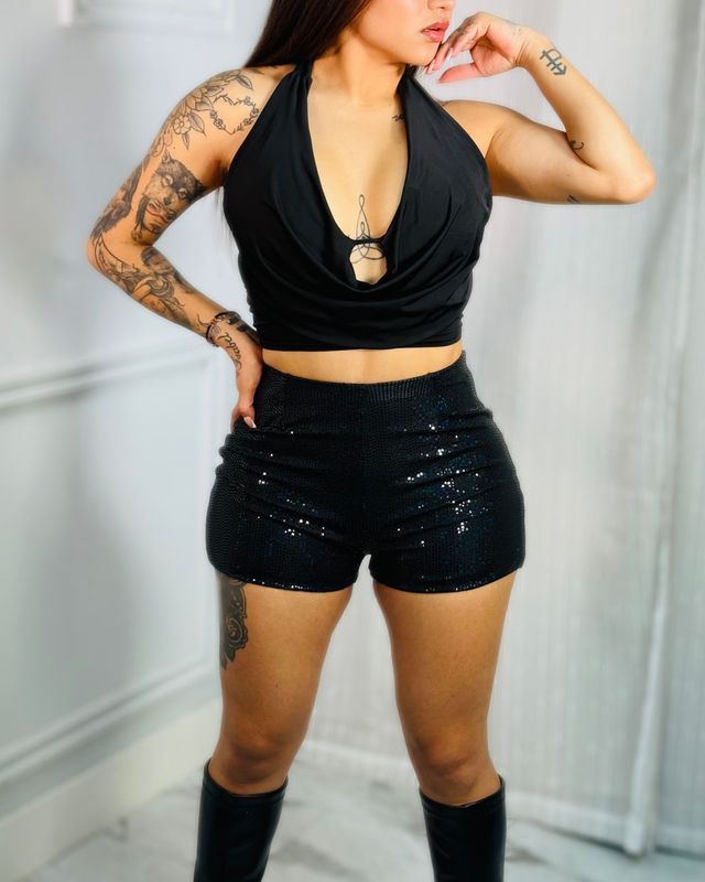 Sequin high waisted shorts