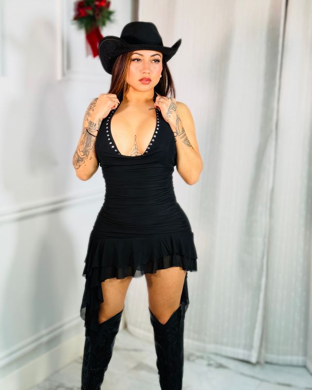 Vaquerita studded halter dress