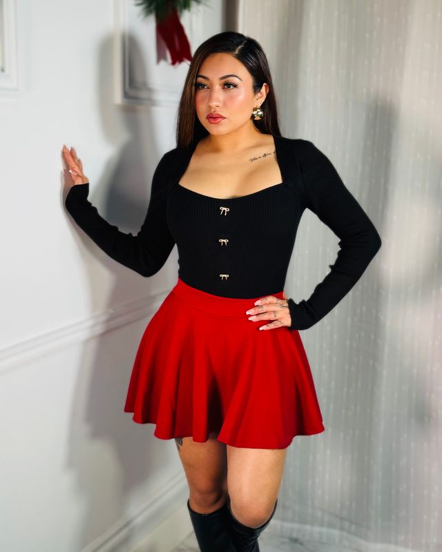 Flare mini skirt with shorts