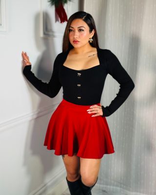 Flare mini skirt with shorts
