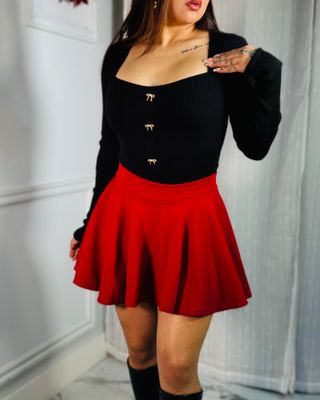 Flare mini skirt with shorts