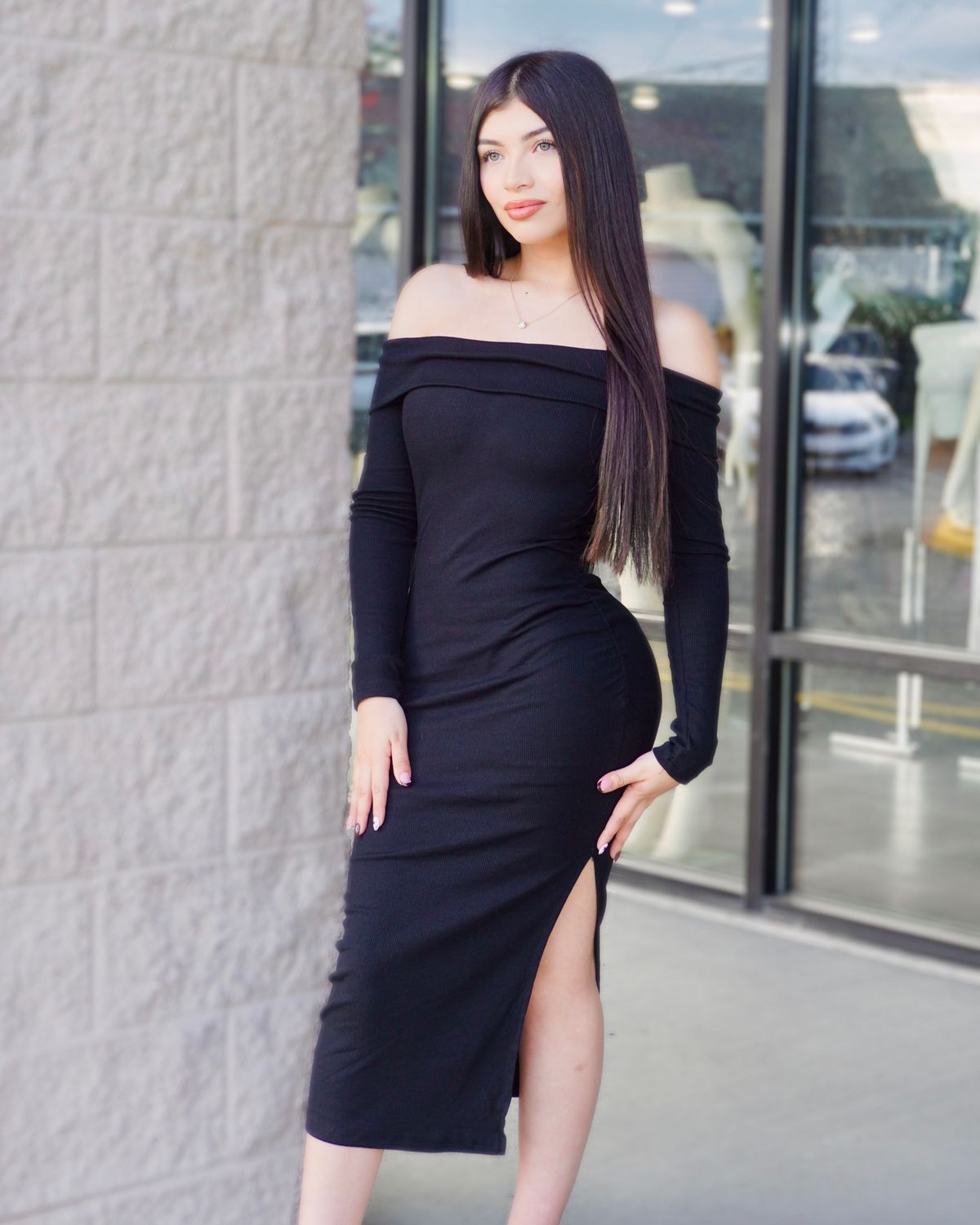 Long sleeve off shoulder dress